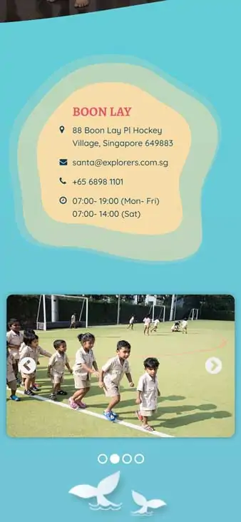 mobile screenshot of little explorers website find our centres page