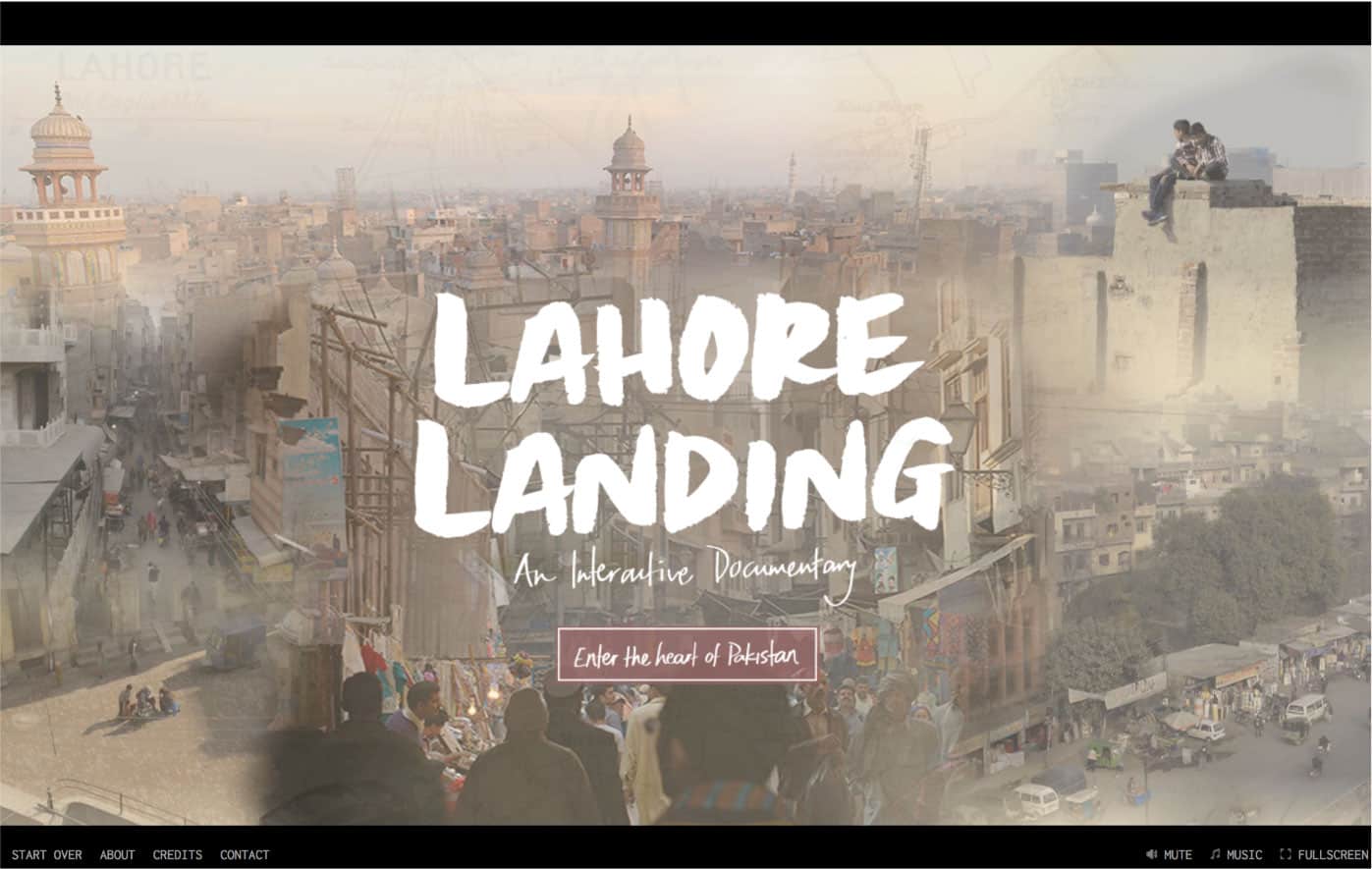 screenshot of lahore landing interactive documentary website