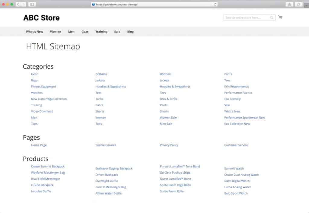 User Sitemap, HTML Sitemap