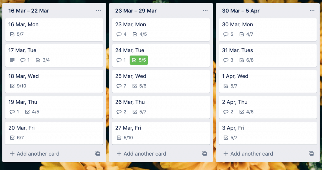 screenshot of our work trello board