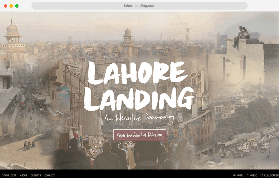 screenshot of lahore landing interactive documentary website