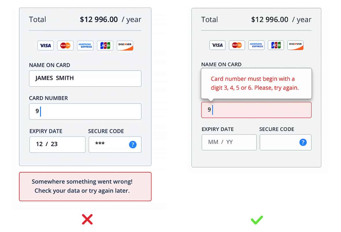 form validation error message