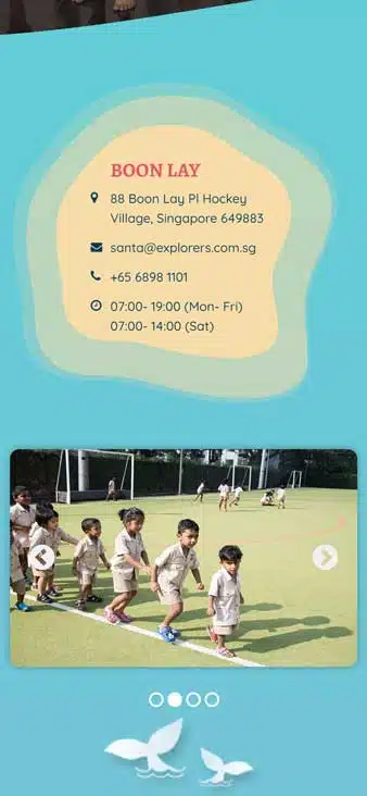 mobile screenshot of little explorers website find our centres page